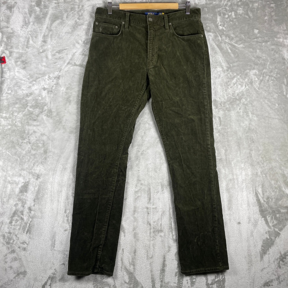 Polo Ralph Lauren Pants Mens 33x32 Green Varick Slim Straight Corduroy